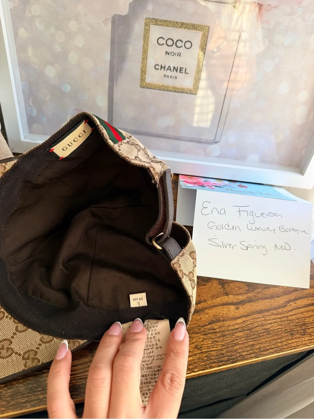 Gucci GG Monogram Canvas Cap with Green-Red Web